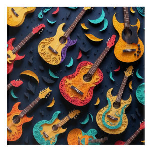 Colored Guitar Pattern Acrylic Print
