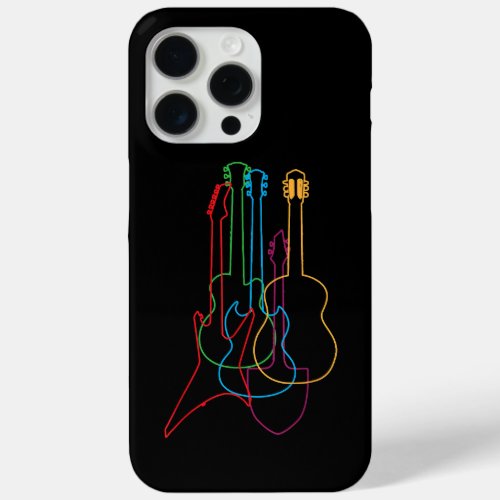 Colored Guitars Electric Acoustic Classical Gift  iPhone 15 Pro Max Case