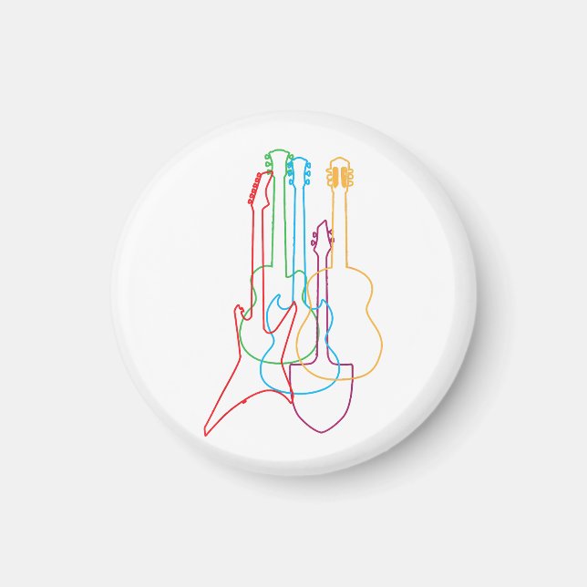 Colored Guitars Electric Acoustic Classical Gift  Magnet (Front)