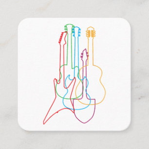 Colored Guitars Electric Acoustic Classical Gift  Square Business Card