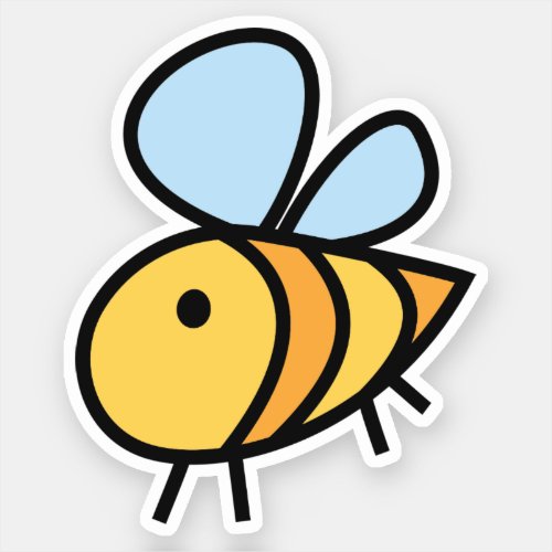 Colored Hand Drawn Bee Custom_Cut Vinyl Sticker