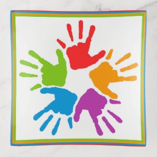 Colored Hands Trinket Trays