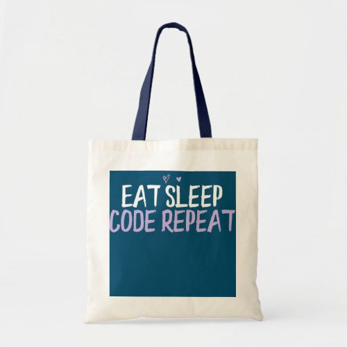 Colored Heart Funny Eat Sleep Code Repeat Saying Tote Bag