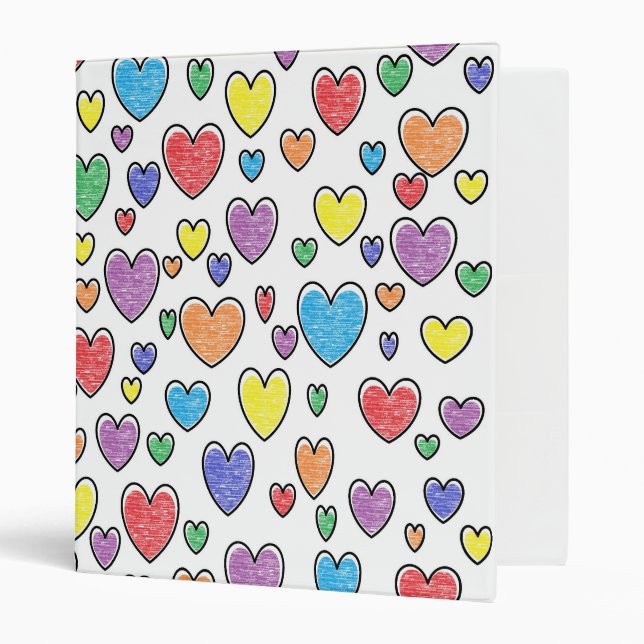 Colored Hearts 3 Ring Binder (Front/Inside)