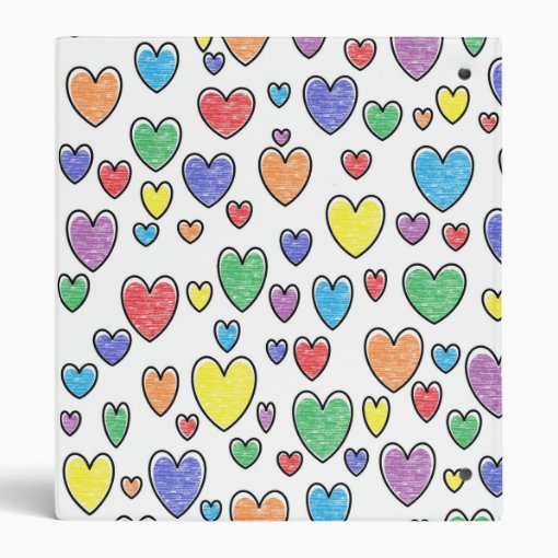 Colored Hearts 3 Ring Binder | Zazzle