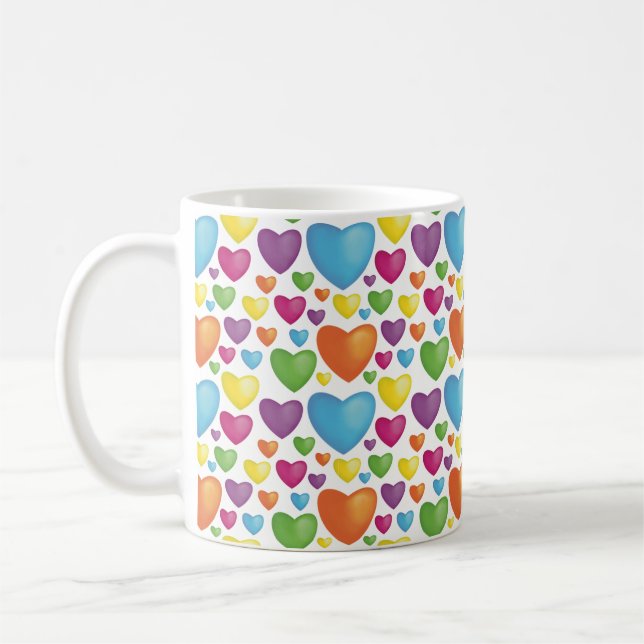 colored hearts coffee mug (Left)
