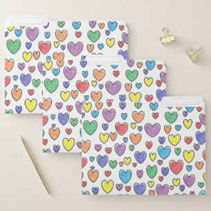Colored Hearts File Folder