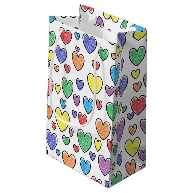 Colored Hearts Gift Bag (Back Angled)