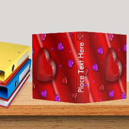 Colored Hearts in Red and Purple 3 Ring Binder
