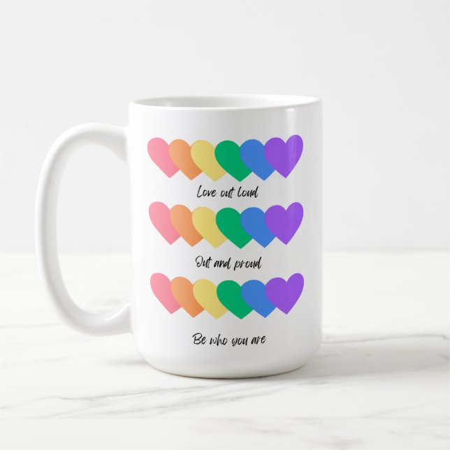 Colored Hearts Inspiration Coffee Mug  (Left)