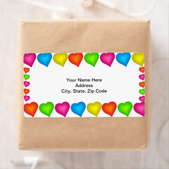 Colored Hearts Labels | Zazzle