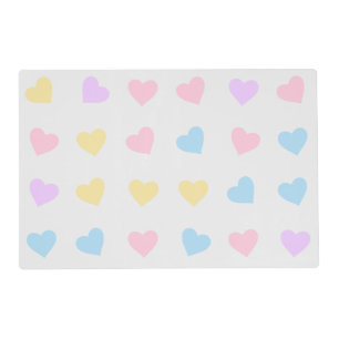 COLORED HEARTS LAMINATED PLACEMAT. PLACEMAT