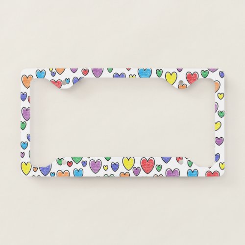 Colored Hearts License Plate Frame