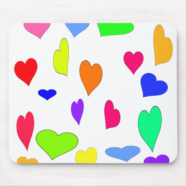 Colored Hearts Mousepad (Front)