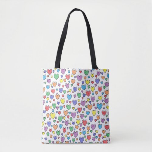 Colored Hearts Tote Bag