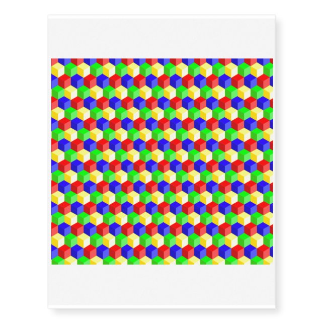 Colored hexagons temporary tattoos (Front)