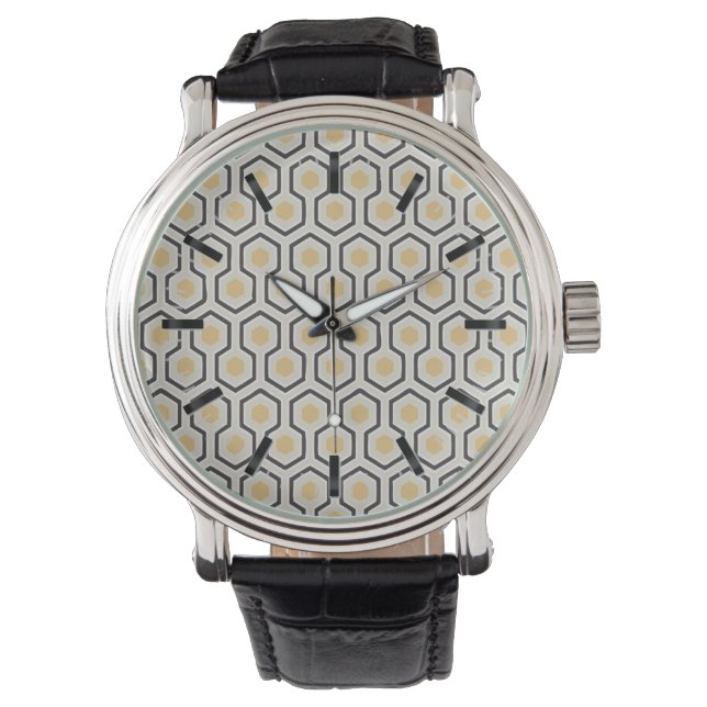 Colored Honeycomb Grid Pattern Watch (Front)