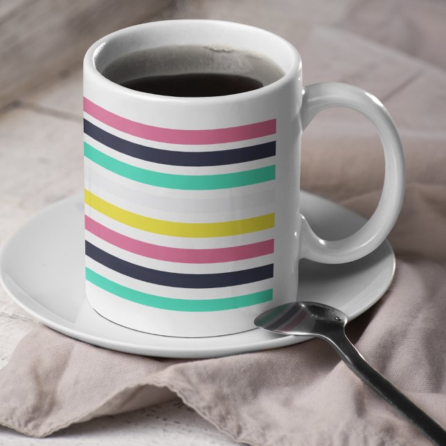 Colored Horizontal Stripes  Coffee Mug (Colored Horizontal Stripes Coffee Mug)