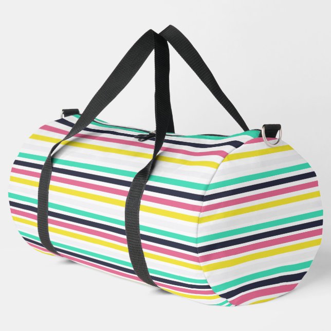 Colored Horizontal Stripes  Duffle Bag (Left Corner)