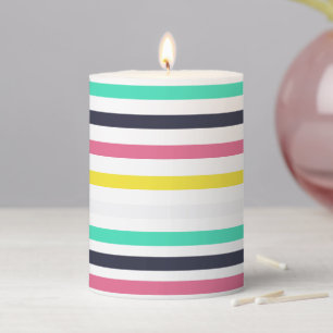 Colored Horizontal Stripes Pillar Candle