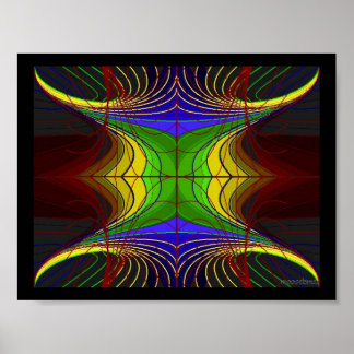 Colored Horn Flower Lines on Slate Poster