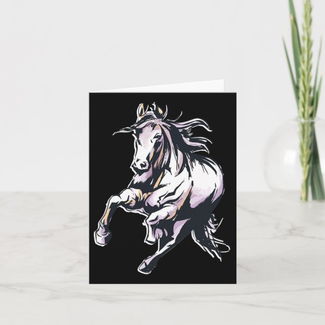 Colored Horse Horseback Riding  Card (Front)