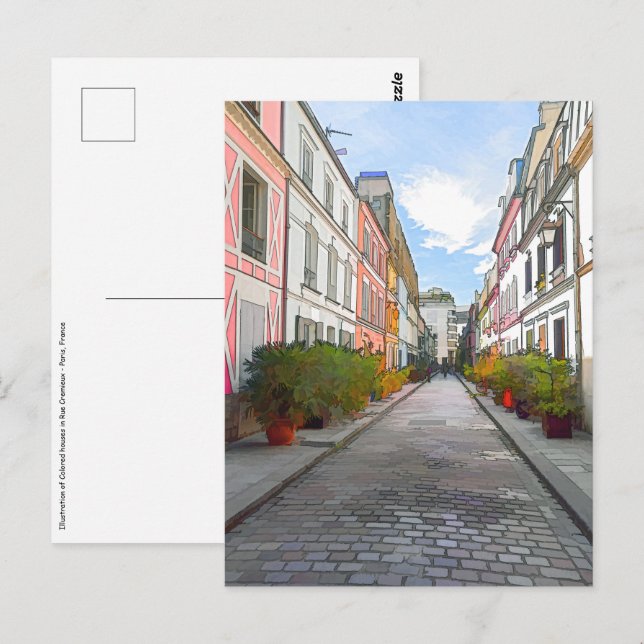 Colored houses in Rue Cremieux - Paris Postcard (Front/Back)