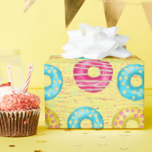 Colored Iced Donuts Birthday Wrapping Paper