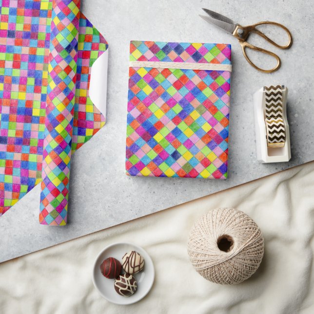 Colored In Graph Paper Squares - Diagonal Gift (Crafts)