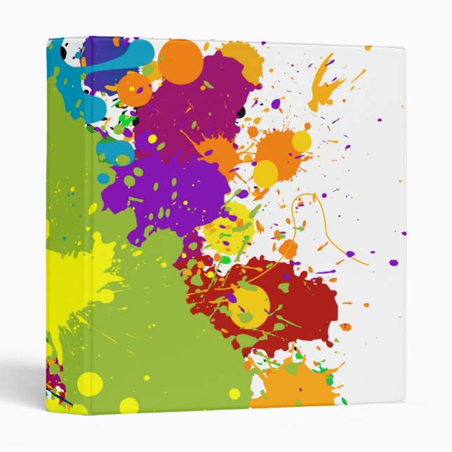 Colored Inky Splats 3 Ring Binder (Front/Spine)