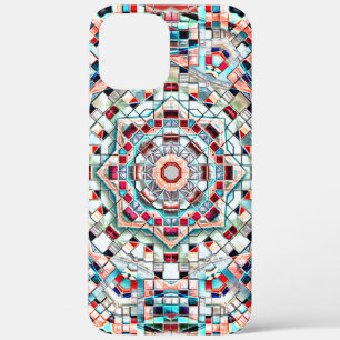 Colored kaleidoscope of tiles with rough texture iPhone 12 pro max case