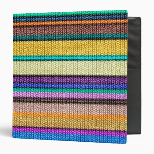 Colored knitting Stripes seamless pattern 1 3 Ring Binder