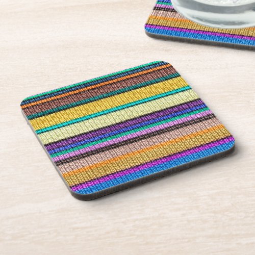 Colored knitting Stripes seamless pattern 1 Beverage Coaster