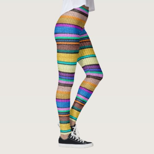Colored knitting Stripes seamless pattern 1 Leggings