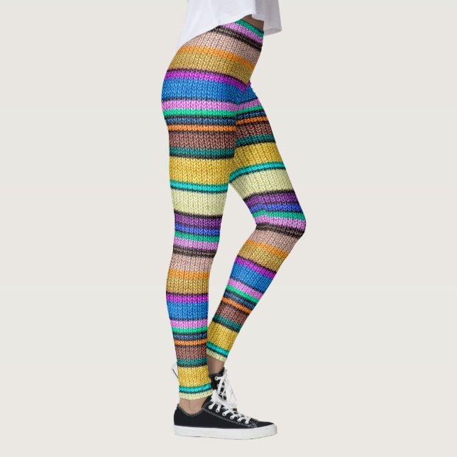 Colored knitting Stripes seamless pattern 1 Leggings (Right)