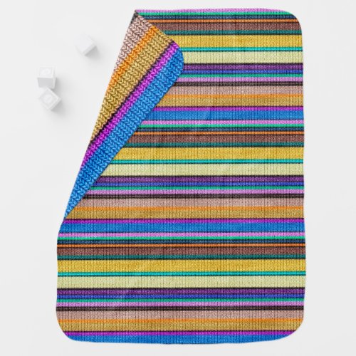 Colored knitting Stripes seamless pattern 1 Receiving Blanket
