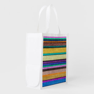 Colored knitting Stripes seamless pattern 1 Reusable Grocery Bag