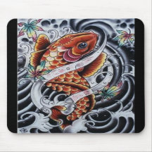 Colored Koi Tattoo Mousepad