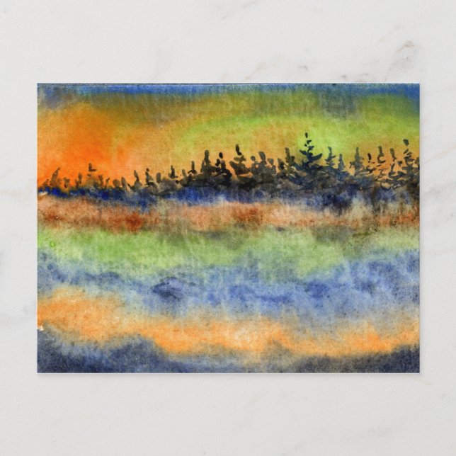 "Colored Lake Mist Rising" Country Roads Postcard (Front)