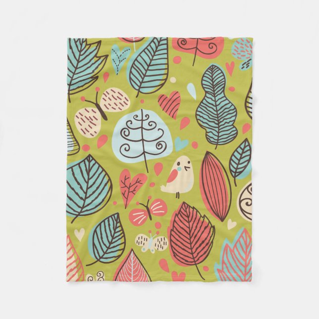 Colored Leaves Fleece Blanket (Front)