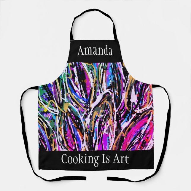 Colored Leaves Oil and Acrylic Abstract Art  Apron (Front)