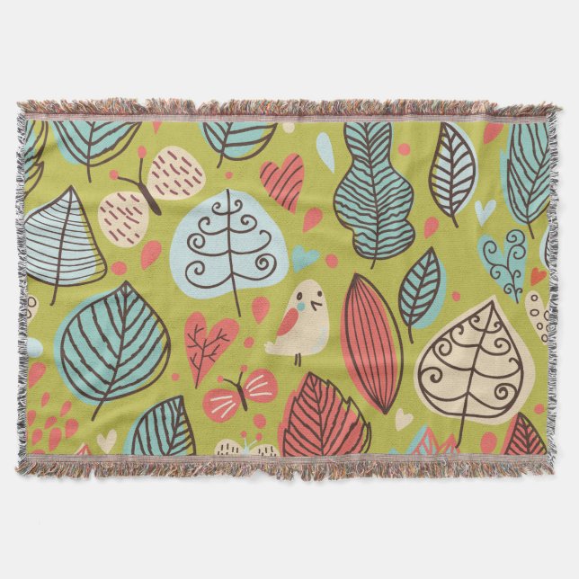 Colored Leaves Throw Blanket (Front)