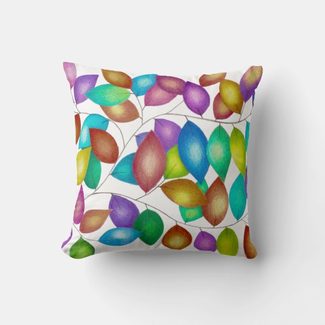 Colored leaves throw pillow (Front)