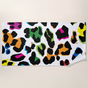 Colored leopard print, animal print pattern. beach towel