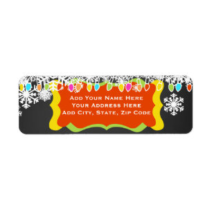 Colored Lights and Snowflakes Return Address Label