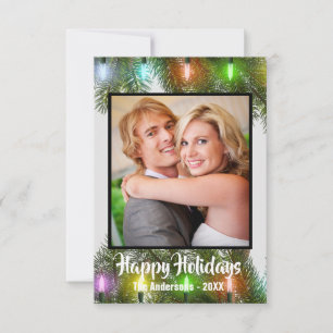Colored Lights Garland - 3x5 Christmas Card