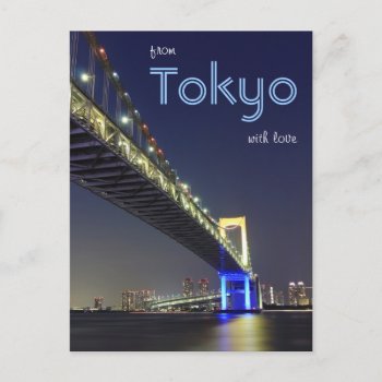 Colored Lights On The Rainbow Bridge In Tokyo Postcard by BeverlyClaire at Zazzle