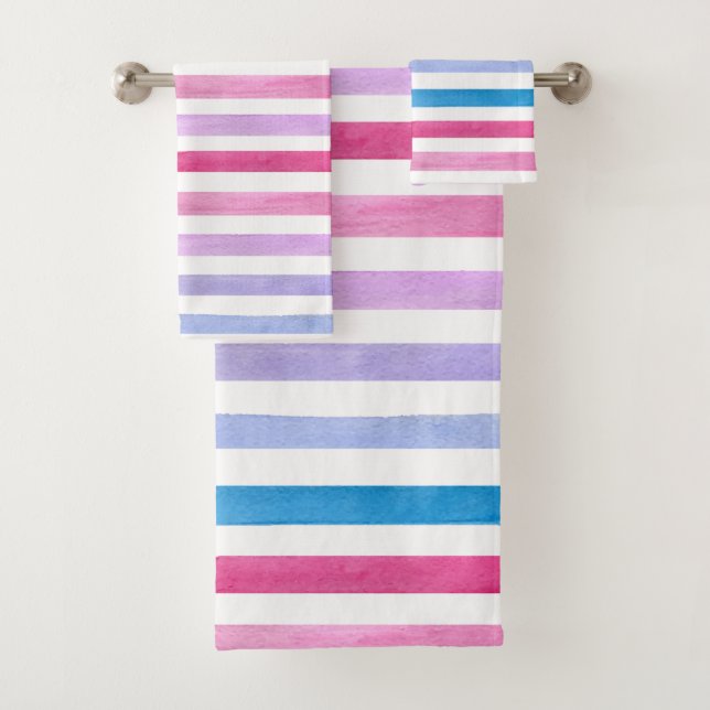 Colored lines bath towel set (Insitu)