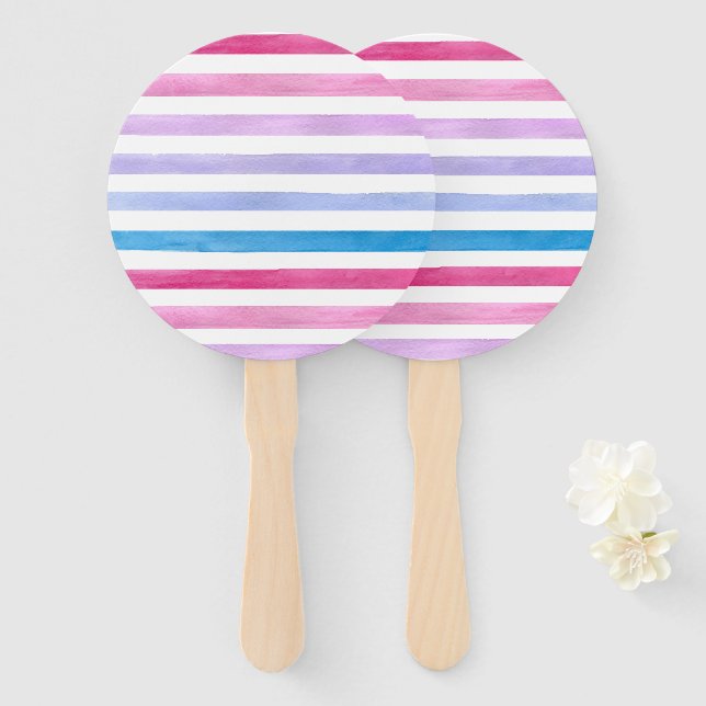 Colored lines hand fan (Front and Back)