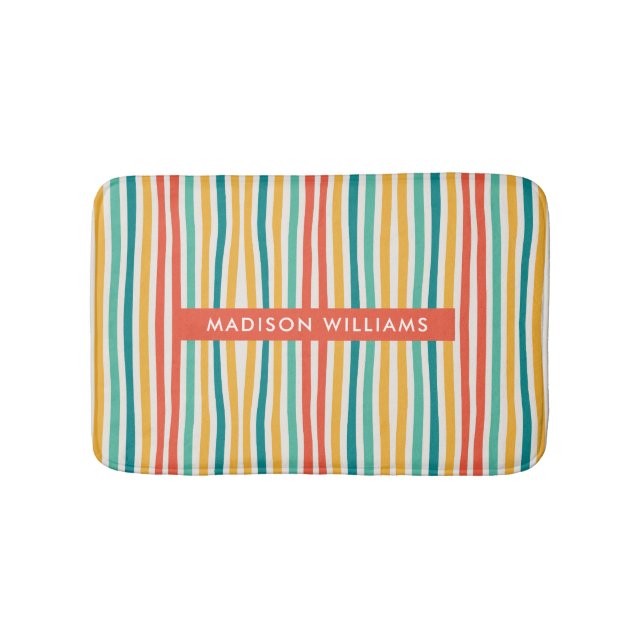 Colored Lines Minimalist  Bath Mat (Front)